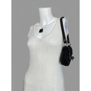 Vintage Cream V-Neck and Sleeveless Pointelle Knit Midi Dress! 🍨